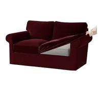 KYJSW Funda De Sofá De Terciopelo Ektorp 1/2/3/4 Plazas con Cojines Separados De Respaldo Y Asiento, Fundas para Sofá con Banda Elástica (Rojo Vino,2 Plazas 5 PCS)