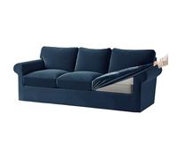 KYJSW Funda De Sofá De Terciopelo Ektorp 1/2/3/4 Plazas con Cojines Separados De Respaldo Y Asiento, Fundas para Sofá con Banda Elástica (Azul Oscuro,3 Plazas 7 PCS)