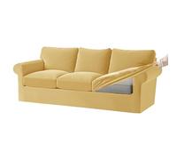 KYJSW Funda De Sofá De Terciopelo Ektorp 1/2/3/4 Plazas con Cojines Separados De Respaldo Y Asiento, Fundas para Sofá con Banda Elástica (Limón,3 Plazas 7 PCS)
