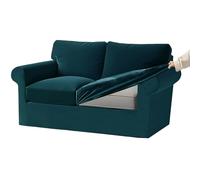KYJSW Funda De Sofá De Terciopelo Ektorp 1/2/3/4 Plazas con Cojines Separados De Respaldo Y Asiento, Fundas para Sofá con Banda Elástica (Verde,2 Plazas 5 PCS)