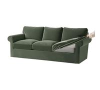 KYJSW Funda De Sofá De Terciopelo Ektorp 1/2/3/4 Plazas con Cojines Separados De Respaldo Y Asiento, Fundas para Sofá con Banda Elástica (Verde Claro,X-Grand 3 Plazas 7 PCS)