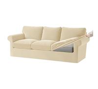 KYJSW Funda De Sofá De Terciopelo Ektorp 1/2/3/4 Plazas con Cojines Separados De Respaldo Y Asiento, Fundas para Sofá con Banda Elástica (Beige,3 Plazas 7 PCS)