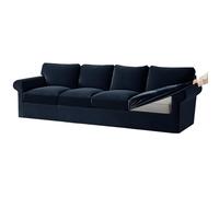 KYJSW Funda De Sofá De Terciopelo Ektorp 1/2/3/4 Plazas con Cojines Separados De Respaldo Y Asiento, Fundas para Sofá con Banda Elástica (Azul Marino,Grand 4 Plazas 9 PCS)