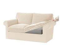KYJSW Funda De Sofá De Terciopelo Ektorp 1/2/3/4 Plazas con Cojines Separados De Respaldo Y Asiento, Fundas para Sofá con Banda Elástica (Color Marfil,2 Plazas 5 PCS)