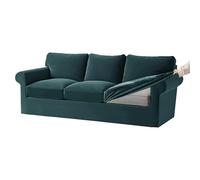 KYJSW Funda De Sofá De Terciopelo Ektorp 1/2/3/4 Plazas con Cojines Separados De Respaldo Y Asiento, Fundas para Sofá con Banda Elástica (Verde,3 Plazas 7 PCS)