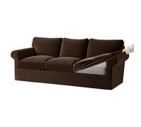 KYJSW Funda De Sofá De Terciopelo Ektorp 1/2/3/4 Plazas con Cojines Separados De Respaldo Y Asiento, Fundas para Sofá con Banda Elástica (Marrón Oscuro,X-Grand 3 Plazas 7 PCS)