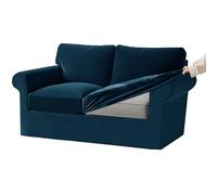 KYJSW Funda De Sofá De Terciopelo Ektorp 1/2/3/4 Plazas con Cojines Separados De Respaldo Y Asiento, Fundas para Sofá con Banda Elástica (Azul Oscuro,Grand 2 Plazas 5 PCS)