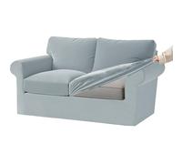 KYJSW Funda De Sofá De Terciopelo Ektorp 1/2/3/4 Plazas con Cojines Separados De Respaldo Y Asiento, Fundas para Sofá con Banda Elástica (Azul Claro,Grand 2 Plazas 5 PCS)