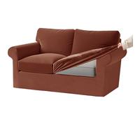 KYJSW Funda De Sofá De Terciopelo Ektorp 1/2/3/4 Plazas con Cojines Separados De Respaldo Y Asiento, Fundas para Sofá con Banda Elástica (Rojo Naranja,2 Plazas 5 PCS)