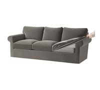 KYJSW Funda De Sofá De Terciopelo Ektorp 1/2/3/4 Plazas con Cojines Separados De Respaldo Y Asiento, Fundas para Sofá con Banda Elástica (Gris,3 Plazas 7 PCS)