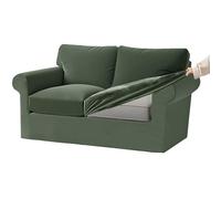 KYJSW Funda De Sofá De Terciopelo Ektorp 1/2/3/4 Plazas con Cojines Separados De Respaldo Y Asiento, Fundas para Sofá con Banda Elástica (Verde Claro,2 Plazas 5 PCS)