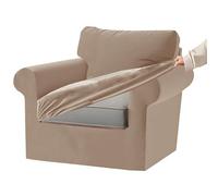 KYJSW Funda De Sofá De Terciopelo Ektorp 1/2/3/4 Plazas con Cojines Separados De Respaldo Y Asiento, Fundas para Sofá con Banda Elástica (Color Camel,Grand 1 Plaza 3 PCS)