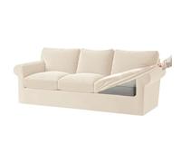 KYJSW Funda De Sofá De Terciopelo Ektorp 1/2/3/4 Plazas con Cojines Separados De Respaldo Y Asiento, Fundas para Sofá con Banda Elástica (Color Marfil,3 Plazas 7 PCS)