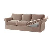 KYJSW Funda De Sofá De Terciopelo Ektorp 1/2/3/4 Plazas con Cojines Separados De Respaldo Y Asiento, Fundas para Sofá con Banda Elástica (Caqui,3 Plazas 7 PCS)
