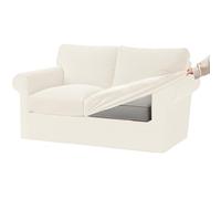 KYJSW Funda De Sofá De Terciopelo Ektorp 1/2/3/4 Plazas con Cojines Separados De Respaldo Y Asiento, Fundas para Sofá con Banda Elástica (Blanco,2 Plazas 5 PCS)