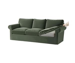 KYJSW Funda De Sofá De Terciopelo Ektorp 1/2/3/4 Plazas con Cojines Separados De Respaldo Y Asiento, Fundas para Sofá con Banda Elástica (Verde Claro,X-Grand 3 Plazas 7 PCS)