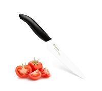 KYOCERA - Cuchillo tomatero Serie Gen, Hoja de cerámica de Alto Rendimiento|Extremadamente Agudo|Ultraligero|Alta Resistencia a la Rotura | Lijado a Mano, Hoja de 12,5 cm, Negro, 23,7 x 2,6 x 1,7 cm