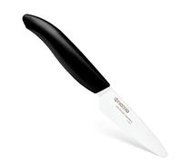Kyocera FK-075 WH-BK BIO, cuchillo para pelar, 7,5 cm, mango de bioplástico, cuchilla de cerámica de circonio afilada, afilada a mano, ligera, no corrosiva, sin transferencia de sabor
