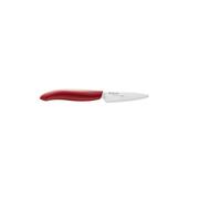Kyocera FK-075 WH-RD EU Cuchillo de cerámica de circonio afilada para pelar, 7.5 cm, Afilada a mano, ligera, no corrosiva, sin transferencia de sabor, apta para lavavajillas, mango rojo