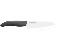 Kyocera FK-140 WH-BK BIO, Cuchillo Santoku, 14 cm, mango de bioplástico, cuchilla afilada de cerámica de zirconia, afilada a mano, ligera, no corrosiva, sin transferencia de sabor