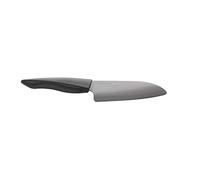 Kyocera ZK-140 BK-BK EU, Cuchillo Santoku, 14 cm, negro, cuchilla de cerámica de zirconia afilada, afilada a mano, ligera, no corrosiva, sin transferencia de sabor, apta para lavavajillas, mango suave al tacto