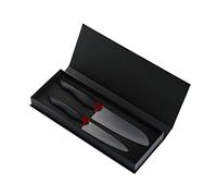 Kyocera ZK de 110 de BK de BK Shin Cuchillo para frutas y verduras, cerámica, Negro, 22,4 x 2,7 x 1,7 cm Cuchillo Santoku + cuchillo de fruta 23,9 x 2 x 2,8 cm Negro