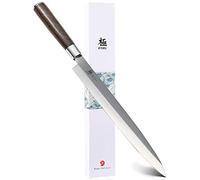 KYOKU Samurai Series - Cuchillo Yanagiba japonés Sushi Sashimi de 10.5 pulgadas - Acero japonés superior - Mango de madera de wengué - con vaina y estuche