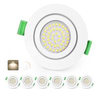 KYOTECH Downlight LED Techo Empotrable Regulable 65-75mm Extraplano Foco Empotrable LED Techo 5W IP65 Ojos de Buey Blanco Neutro 4000K Focos Interior para Baños, Blanco 6 Pack (No Rotatorio)