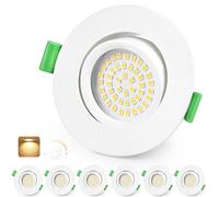 KYOTECH Downlight LED Techo Empotrable Regulable 68-80mm Extraplano Foco Empotrable LED Techo 5W IP44 Ojos de Buey Blanco Neutro 4000K 45° Giratorio Focos Interior para Baños, Blanco 6 Pack