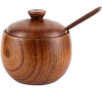 KYUEPONG Recipiente para azúcar, Tarros de especias, azucarero con tapa y cuchara, tarro de madera for condimentos, salero for cocina(1pcs)