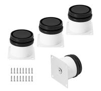 Kyuionty Juego de 4 patas de acero inoxidable de 5 cm, ajustables, redondas, para armario, de 5 cm de diámetro, patas de metal de repuesto para armarios, sofás, estanterías y mesas (blanco)