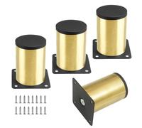 Kyuionty Juego de 4 patas de acero inoxidable para muebles de 80 mm, patas de gabinete doradas, patas redondas de cocina, patas de repuesto de metal para gabinete, sofá, estantes, mesa