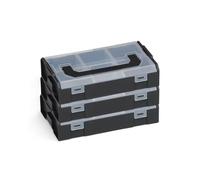 L-BOXX Sortimo L-BOXX mini Caja de almacenaje negro con tapa transparente, 3 piezas en set | Mini maletín de herramientas | Caja de surtido para tornillos y tacos | Cajas de clasificación de primera