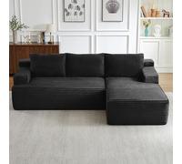 L-Form Cloud - Sofá cama esquinero (238 cm), color negro | Sofá modular sin montaje, 72 h desplegable, núcleo de muelles ensacados funda de pana para salón, dormitorio y apartamento