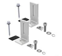 L-Type - Abrazadera de extremo de panel solar, soporte de montaje de aleación de aluminio para módulos enmarcados, techo plano y trapezoidal, 2 juegos de plata
