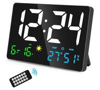 LA BAIESO Reloj de Pared Digital con Pantalla Grande, Relojes de Pared Digitales LED USB de 25cm Reloj Despertador para Dormitorios con EstacióN MeteorolóGica