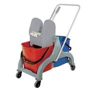 La Briantina Carro de limpieza profesional, 34 litros, 2 cubos y escurridor, multicolor