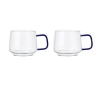 La cafetière 2 tazas de cristal con mango de vidrio azul, elegante, t