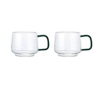 La cafetière 2 tazas de cristal con mango de vidrio verde, elegante,