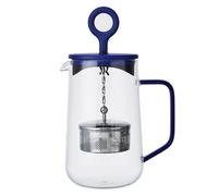 La cafetière 'gyro' 4 cup glass spinning tea infuser with blue lid, 1.25l teapot with stainless steel filter with rotating plunger, gift boxed, borosilicate glass, gift boxed, each