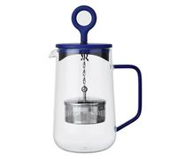 La Cafetière Tetera Gyro con infusor giratorio de color azul, tetera de vidrio de té suelto y hierbas con filtro de malla fina de acero inoxidable y capacidad para 4 tazas, 1.25 l