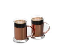 La cafetière vasos de vidrio de 200 ml con acabado de cobre pulido, j