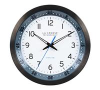 La Crosse Technology 404-54667-INT - Reloj analógico de Acero Inoxidable con Anillo atómico de 10 Pulgadas