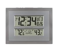 La Crosse Technology 512-85937-INT Reloj de Pared Digital atómico con Temperatura y pronóstico en Gris/Plateado