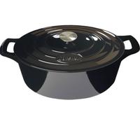La Cuisine Cacerola ovalada de hierro fundido esmaltado La Cuisine, 6,5 litros, 33 cm, interior esmaltado en negro mate, negro brillante, apta para horno