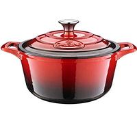 La Cuisine Cazuela de hierro fundido esmaltado, 3,5 litros, 24 cm de diámetro, interior con revestimiento de esmalte negro mate, color rojo, apta para horno.