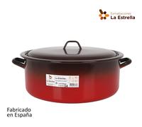 La Estrella - Cacerola Acero Esmaltado con Tapa 34cm 12.5L - Colección Fuego