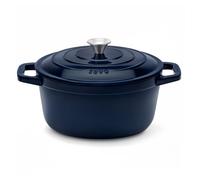 La fonderie 1890 alma25, cacerola de hierro fundido, 25cm, 4,7l, azul marino, compatible con todos los fuegos, inducción, gas, parrilla y horno.