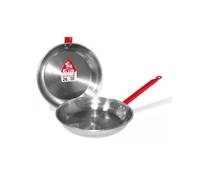 La Ideal Shallow de Acero Pulido sartén con un Mango, Plata, Pack de 12, Acero, Plateado, 40 cm