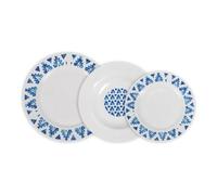 La Mediterránea - Vajilla completa 12 Piezas de Porcelana, Incluye 4 Platos Llanos de (24 cm), 4 Platos Hondos de (21,5 cm) y 4 Platos de Postre de (19 cm)